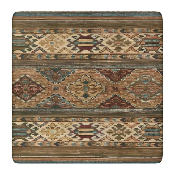 Large 36x36 Inch Boho Tablecloth, Floral Design Square Table Cover with Elastic Edge for a Secure Fit on Most Tables