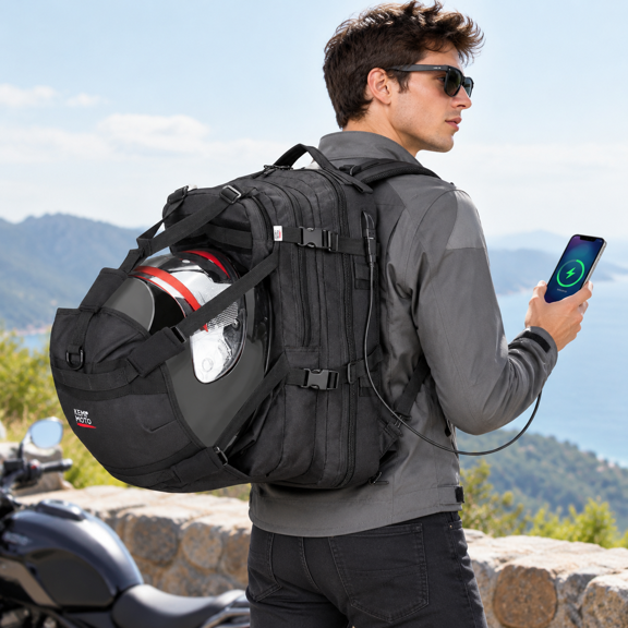 Large 37L Backpack with USB Charging Port, Compartment, Water-Resistant Design