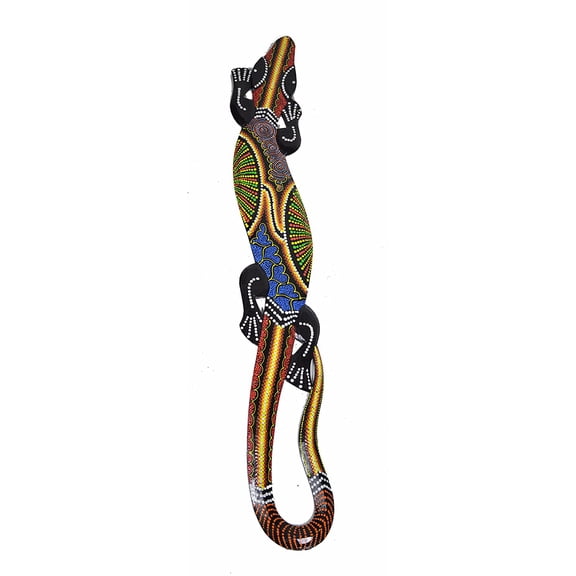 Large 38" Beautiful Unique Hand Carved Wooden Gecko Lizard Tropical Island Wall Art