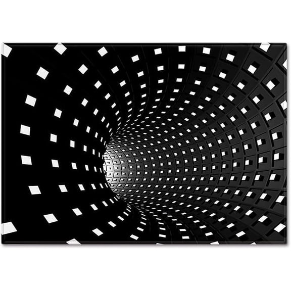 Large 3D Black Vortex Tugs Illusion Fun Sensation Of Falling Trippy Area Rug Welcome Mat Outdoor Indoor Bedroom Living Room Carpet 4' x 5'