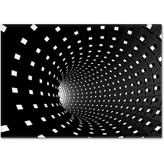 Large 3D Black Vortex Tugs Illusion Fun Sensation Of Falling Trippy Area Rug Welcome Mat Outdoor Indoor Bedroom Living Room Carpet 5' x 7'