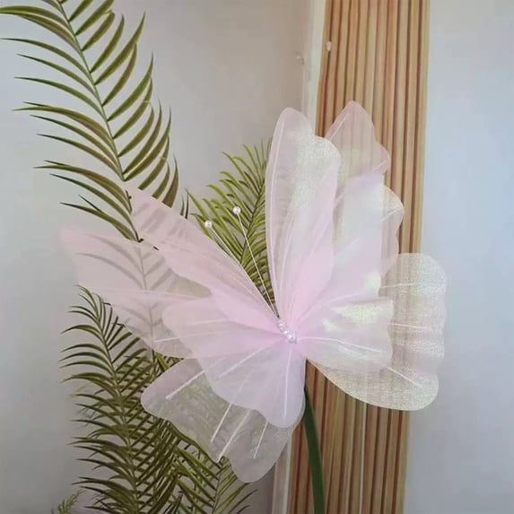Large 3D Butterfly Decorations, 19.3inx16.5in Gradient Silk | Gradient Silk Butterflies for Fairy First Birthday Baby Shower Wedding Party, Layered Wings Create Dimensional Decor (Hot Pink)