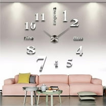 Large 3D DIY Wall Clock, Giant Numerals Clock Frameless Mirror Big Wall Clock Home Decoration for Living Room Bedroom