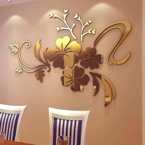 Large 3D Flower Mirror Wall Stickers Acrylic Decorative Wall Stickers Art Murals for Bedroom TV Background Decoration 120x90cm