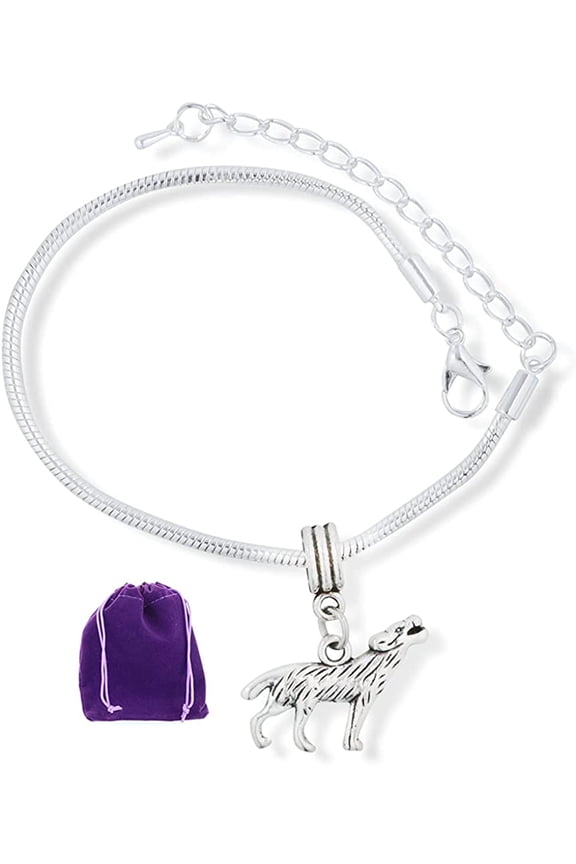 Large 3D Howling Wolf Snake Chain Charm Bracelet