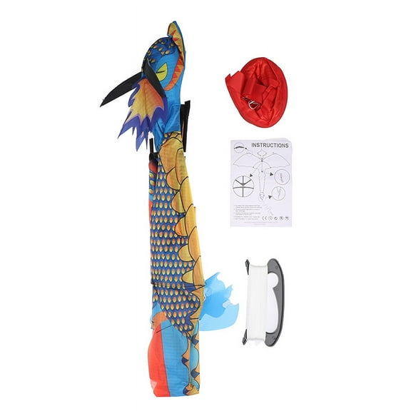 Large 3D Nylon Kite Flying Dragon Kite with 100m Line Family Outdoor Sports Toy