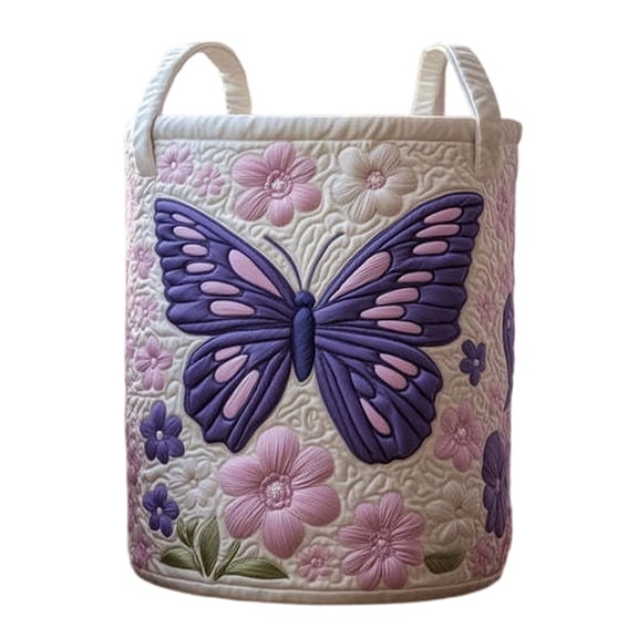 Large 3D Quilted Round Laundry Basket – Heavy Duty Fabric Storage Bin for Family Laundry (Size L, Pattern G)