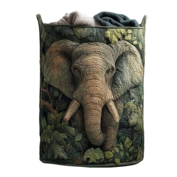 Large 3D Quilted Round Laundry Basket – Heavy Duty Fabric Storage Bin for Family Laundry (Size L, Pattern P)