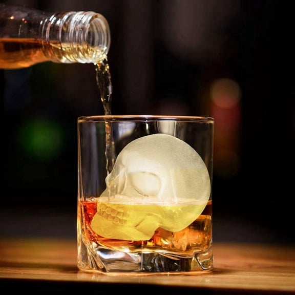Large 3D Skull Ice Mold Whiskey Skull Ice Party Tray Silicone Ice Mold Big Mouth Cup Skull Ice Machine