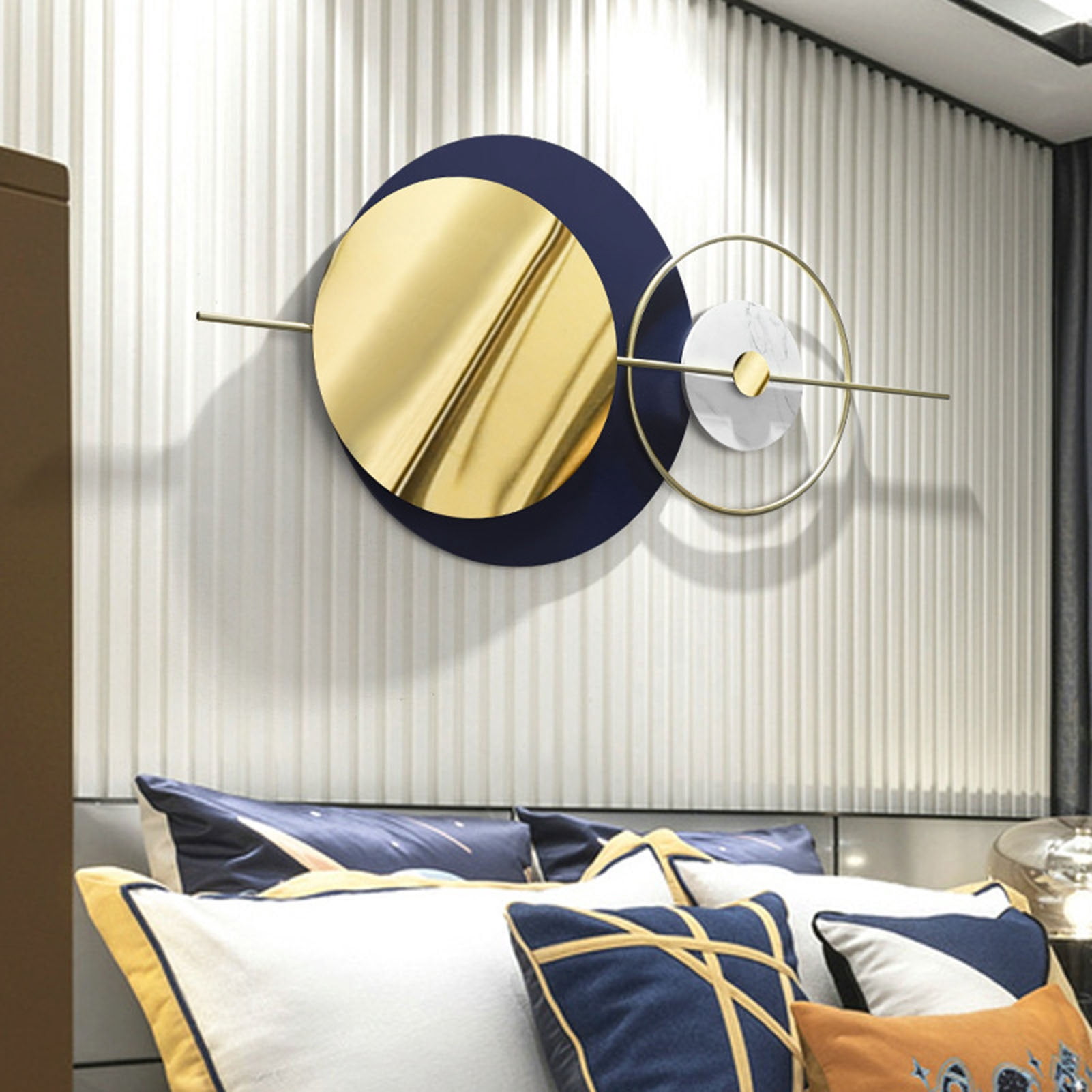 Gold Geometric Metal Wall Art - 59" Large 3D Round Sculpture For Living Room, Bedroom & Office