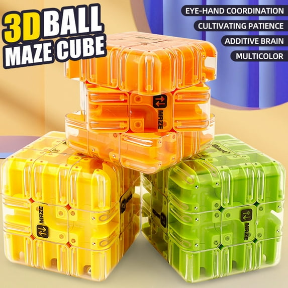 Large 3d Labyrinth Cube Puzzle, Large Labyrinth 3d-Puzzle Maze Cube, Fun Brain Teaser Challenge Game, 3d-Puzzle Magic Cubes & Balls, Awareness Brain Training Toy for Teens(3PCS)