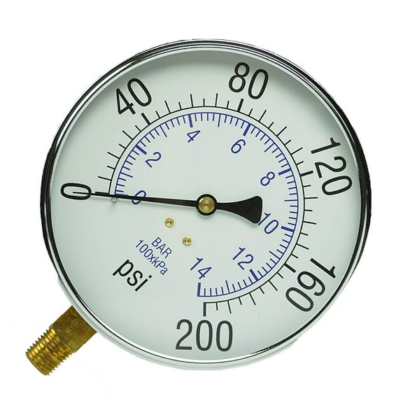 Large 4.5" 200 PSI Air Compressor Tank Pressure Gauge 1/4" Male NPT Threads