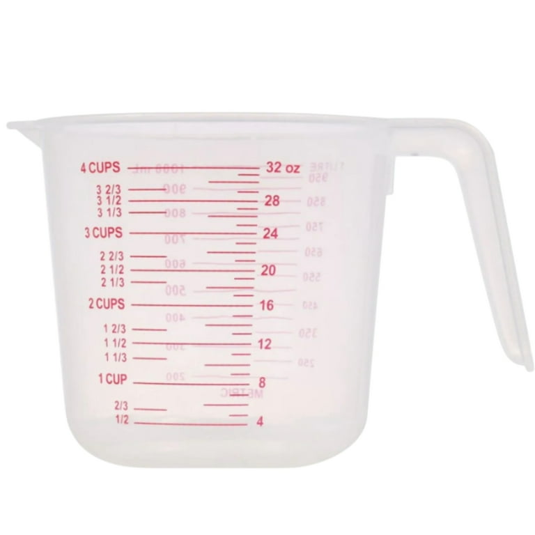 Large 4-Cup Capacity Clear Plastic Measuring Cup, Cooking Baking Home  Kitchen Tool with Cups Ounces Milliliter Markings Bakery Restaurant Pastry