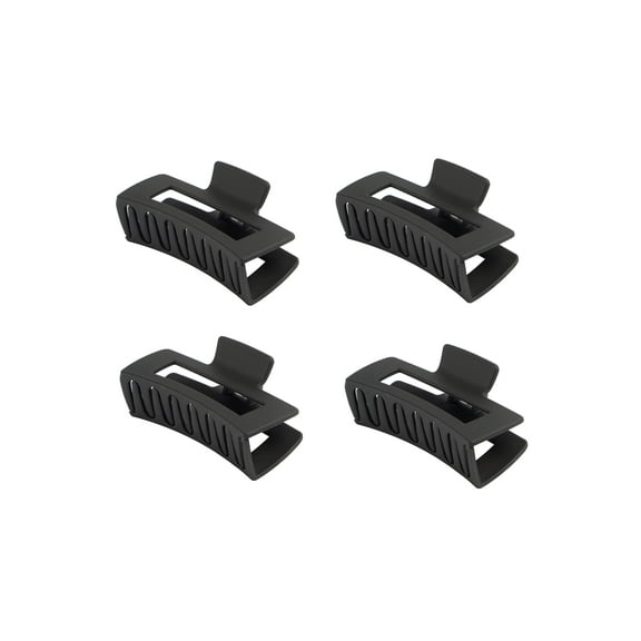 Large 4 Inch Rectangular Women's Strong Hold Hair Clip 4 Pcs, Matte Black