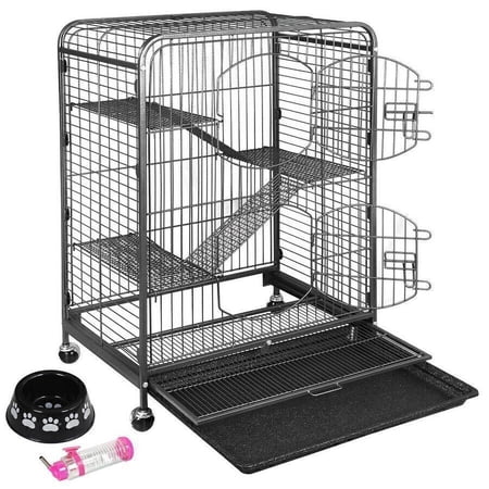Large 4-Level Indoor Cage for Ferrets, Rabbits, and Cats with 2 Front Doors