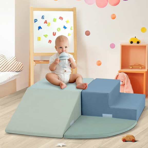 Spanspace Toddler Foam Climbing Blocks, Kids’ Indoor Play Structures, Soft Foam Baby Climbing & Crawling Play Set, 4-Pcs Climbing Toys, Fashionable