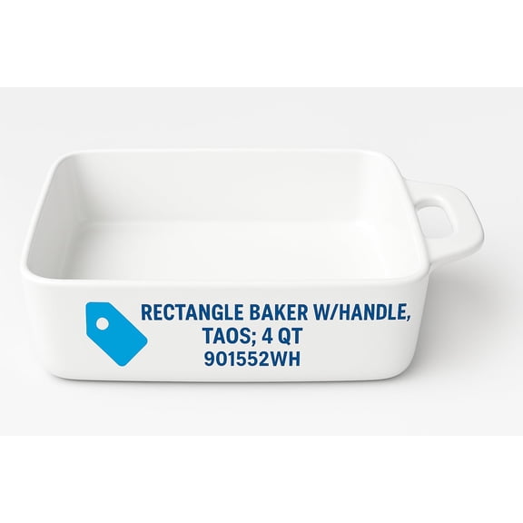 Large 4 Quart Rectangle Baker with Handle, Taos Stoneware Baking Dish, Oven Safe Ceramic Bakeware, Over 1 LB Capacity 901552WH