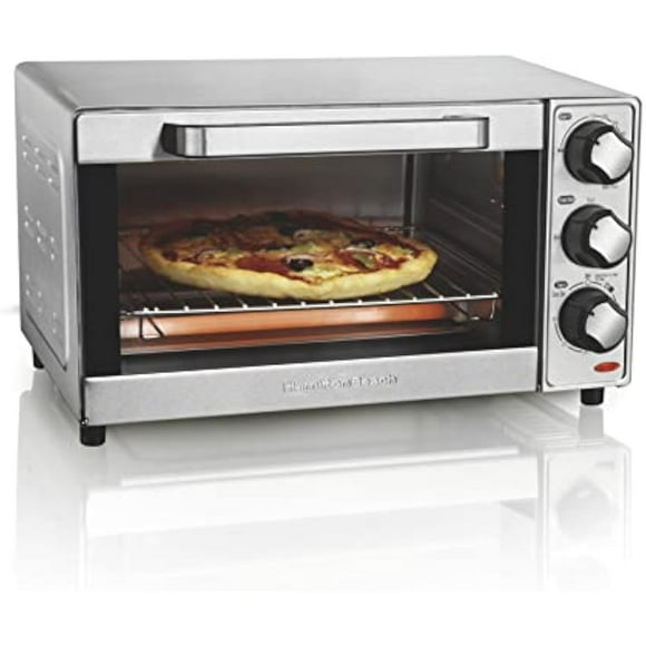 Large 4-Slice Countertop Toaster Oven & Pizza Maker - Stainless Steel, Space-Saving + Quick Cooking for Kitchens | Toaster Oven, Pizza Maker, Compact Oven