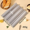 thumbnail image 1 of Large 4-Slot Silver French Bread Baking Pan, Non-Stick Perforated Baguette Pan with Proofing Cloth & Dough Cutter, 1 of 4