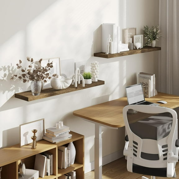 Large 40 Inch Floating Shelf Set with Invisible Brackets- YANGLI Extra Wide Shelves for Living Room Media Center & Kitchen Pantry Storage