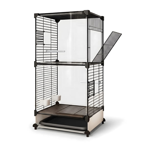 Large 41 Inch Transparent Viewing Metal Bird Cage - Exclusive for Parakeets / Lovebirds, Black