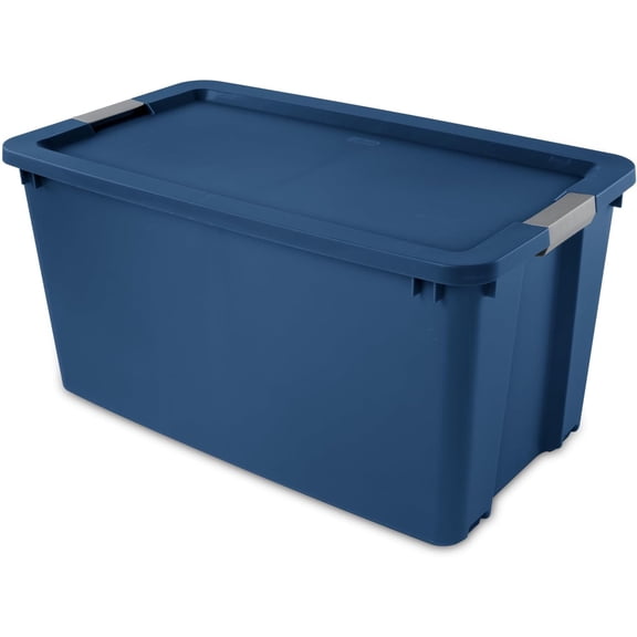 Large 45 Gallon Blue Wheeled Plastic Storage Bins with Lids, Heavy-Duty Rolling Totes for Home Organization, Industrial and Garage Storage