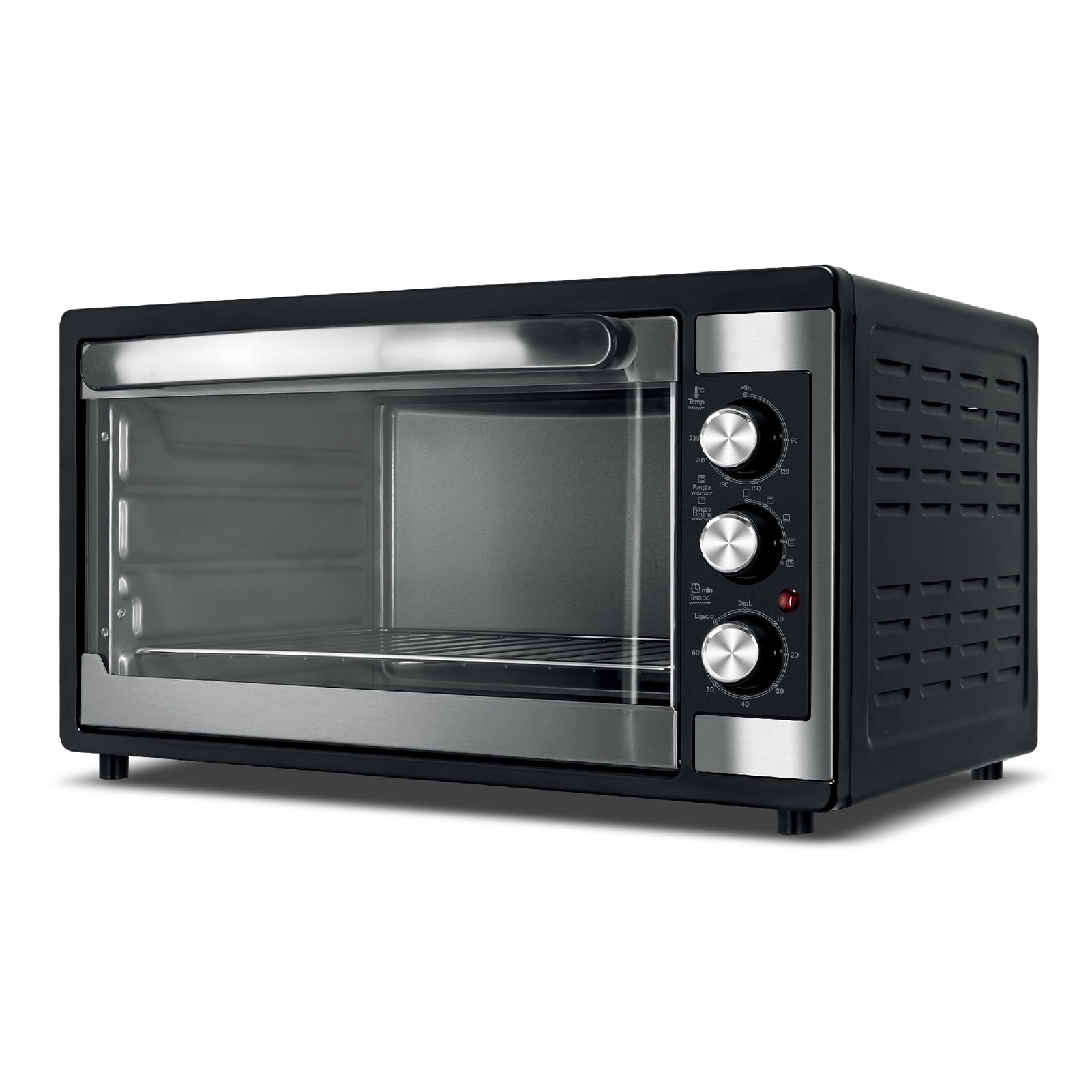 Large 46L Convection Toaster Oven, 9-in-1 Kitchen Countertop Oven with Crispy Roast, Dehydrate, Rotisserie, Includes 6 Accessories, 1500W, Black, Stainless Steel
