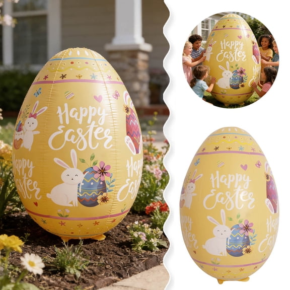 Large 47.2" Inflatable Easter Eggs - Giant Colorful Outdoor Easter Decorations, Blow Up Eggs for Lawn, Garden, Yard, Spring Party & Indoor/Outdoor Use Happy 2026!