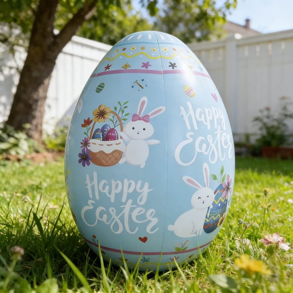Large 47.2" Inflatable Easter Eggs - Giant Colorful Outdoor Easter Decorations, Blow Up Eggs For Lawn, Garden, Yard, Spring Party & Indoor/Outdoor Use