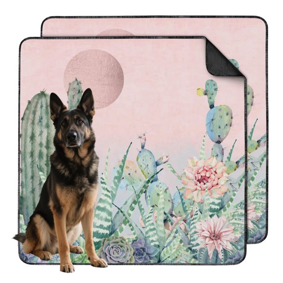 Large 48"x48" Reusable Pet Training Pads, Washable Dog Pee Pads with Decorative Plant Patterns for Crate and Floor Protection