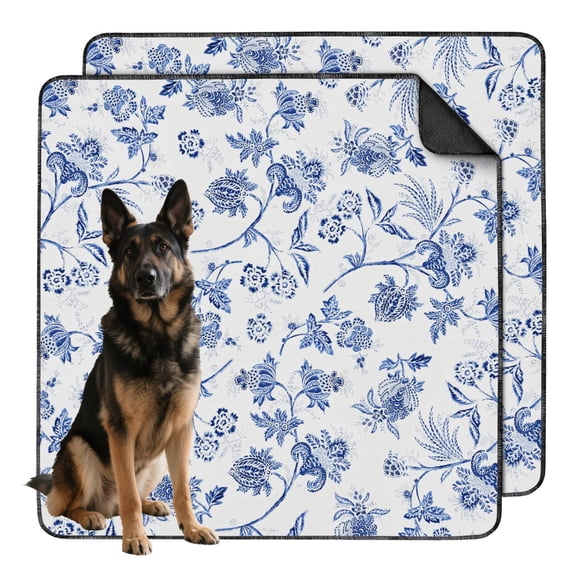 Large 48x48 Inch Reusable Puppy Pads 2-Pack, Heavy Duty Washable Dog Training Mats, High Absorbency Leakproof Pet Potty Pad for Indoor Use, Flower Pattern