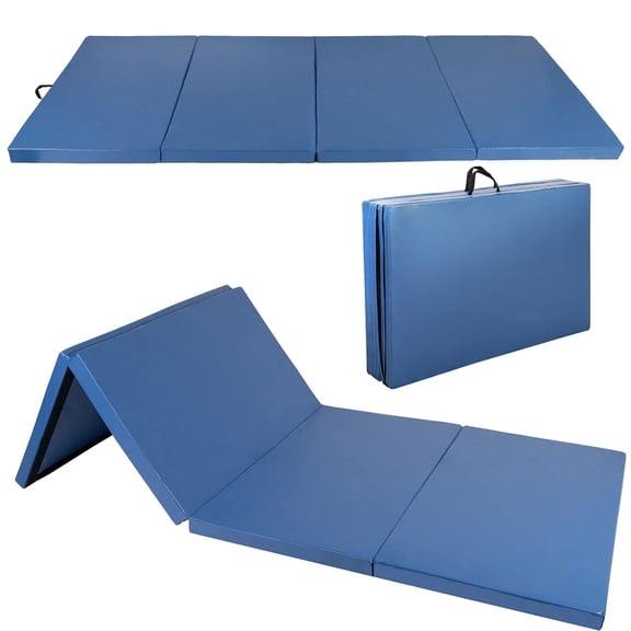 4ftx10ft 2in Thick Foldable Gym Mat for Yoga Stretching Martial Arts Home Workouts High Density EPE Foam Padding, Blue