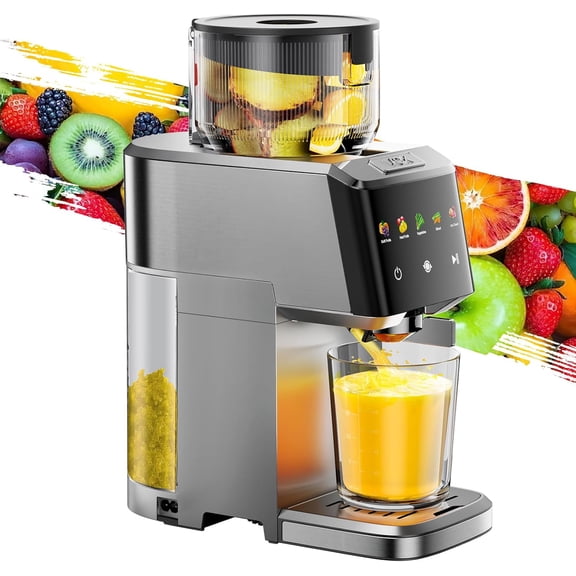 Large 5.12 Feed Chute Cold Press Juicer Easy to Clean Slow Masticating for Nutrient Retention Quiet Motor High Juice Yield Leakproof Sliver