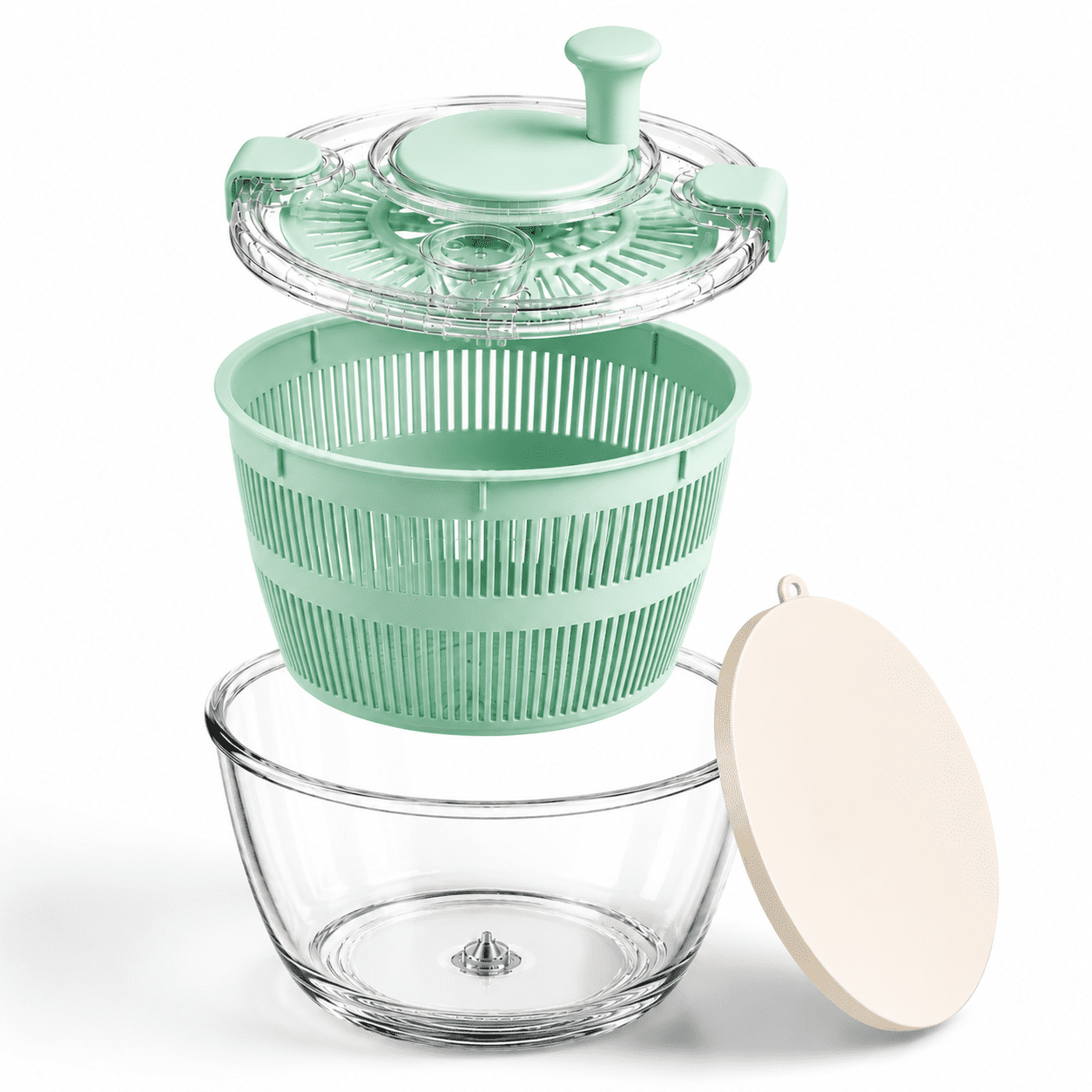 Shop Spinner Large 5.2 Qt Glsalad Spinner With Storlid Bowl Green - Walmart.com