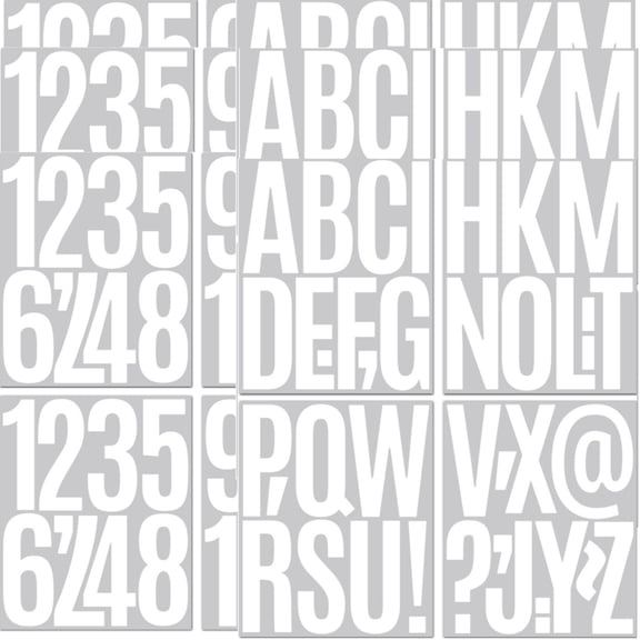 Large 5 Inch Self Adhesive Letter Number Stickers, 12‑Pack Waterproof Vinyl Alphabet Decals, White Stickers for Sign‑Making, Home Decor, Mailbox