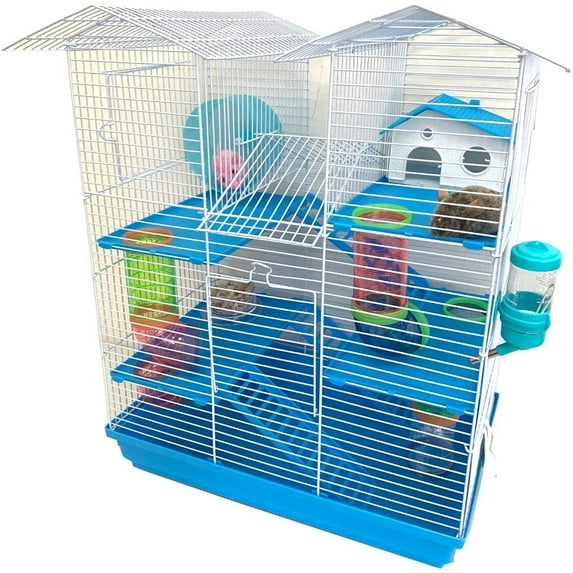 Large 5-Levels Twin Tower Crossover Level Play Tube Hamster Habitat Mouse Home Rodent Gerbil House Mice Rat Wire Animal Cage