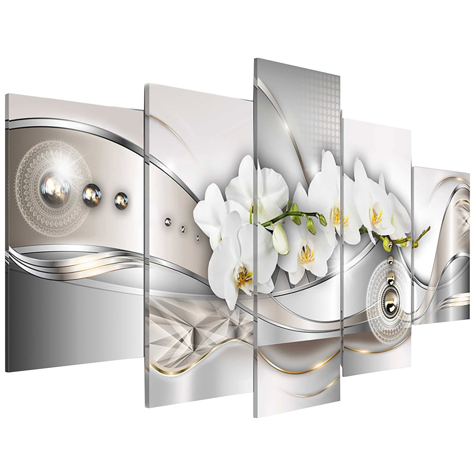 Christmas Gift Large 5 Pieces Butterfly Orchid Flowers Canvas Print ...