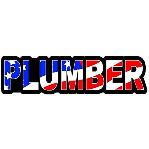 Large 5'' Sticker - Plumber US Flag Hard Hat - Construction Toolbox, Hardhat, Lunchbox, Helmet, Mechanic & More
