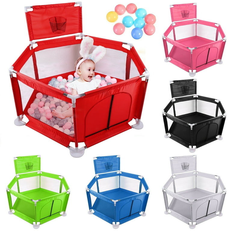 Large 50in Foldable Baby Playpen Fence with 10 Balls Kids Safety Activity Center Play Yard