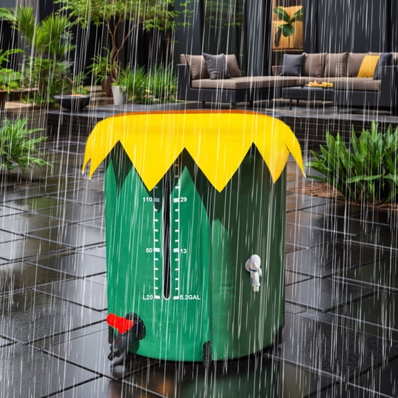 Large 52-Gallon Collapsible Rainwater Collection Barrel System with 3 Spigots, Expandable Design, Compatible with Downspout for Lawn, Garden, and Outdoor Water Use