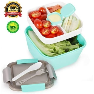 Salad Lunch Dressing Sauce Reusable 6Pc BPA-Free 4-Compartment Container -  Green