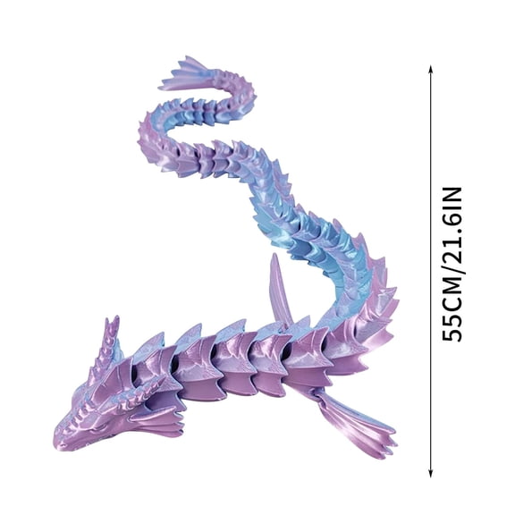 Large 55Cm 3D Printed Sea Dragon Figurine Dreamy Purple - Articulated Mythical Sculpture for Home Office Decor and Unique Gifting