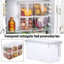 Large 5L Kitchen | Stackable Fridge Organizer Bin with Handle & Lid | Clear Food Grade Plastic Produce Keeper | Airtight Refrigerator Storage Box for Fruits Vegetables Meat | Freezer Safe
