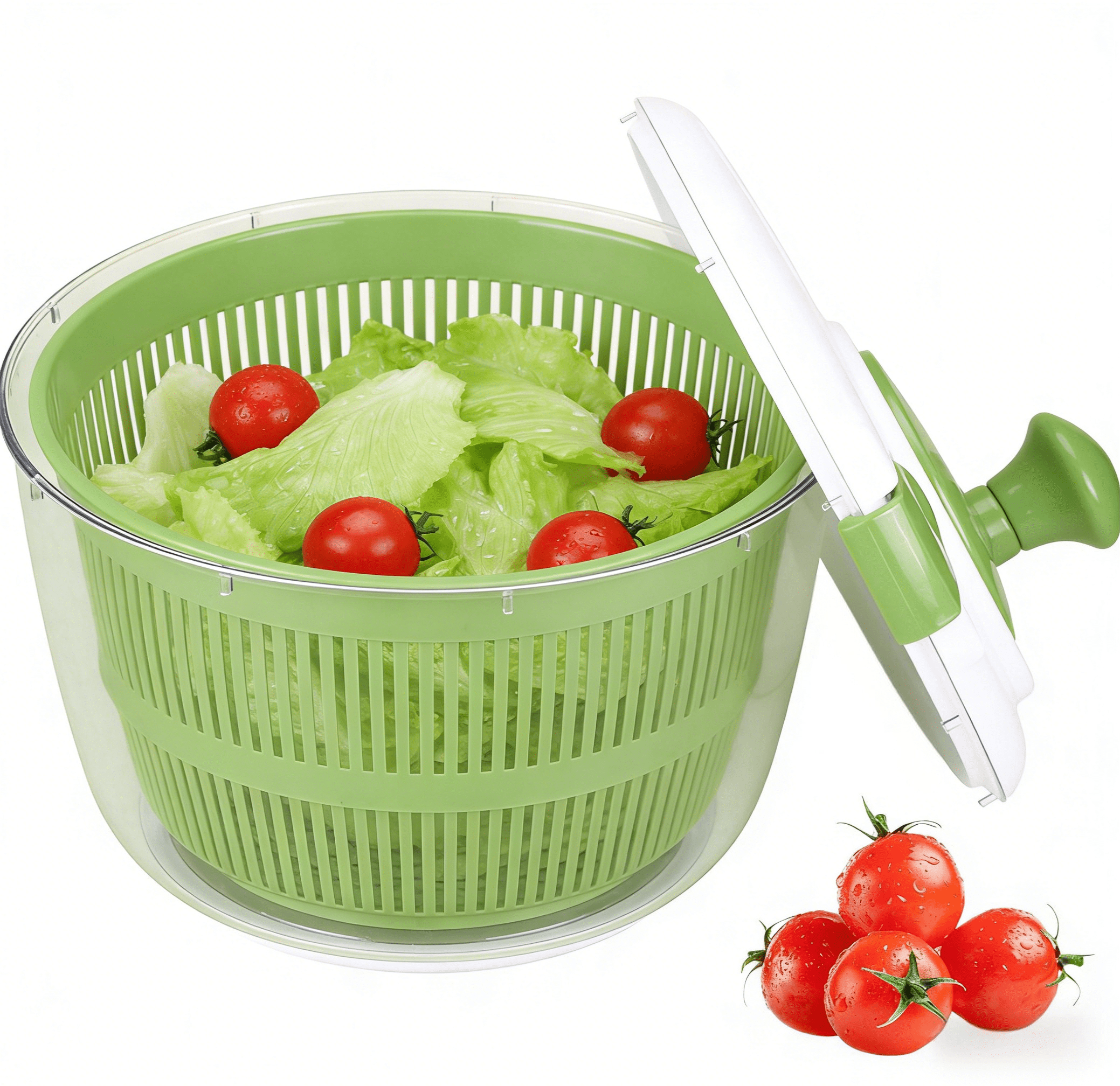 Large 5QT Manual Salad Spinner | Vegetable Dryer with Double-Lock Lid & Handle | Multi-Purpose Fruit & Lettuce Washer