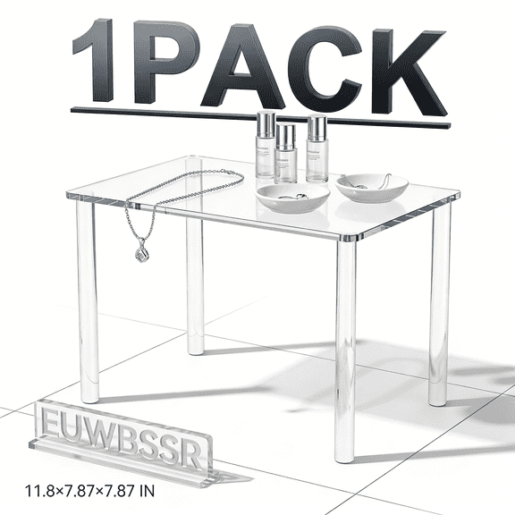 Large 5mm Thick Acrylic Rectangular 4 Leg Display Riser Acrylic Stand Clear Shelf Riser Display Stand for Decor Collectible Figure,11.8x7.87x7.87in