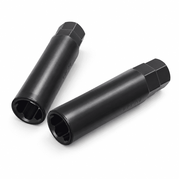 Large 6-Spline Lug Nut Socket Key, 20.6mm ID, Black, 2-Piece Set