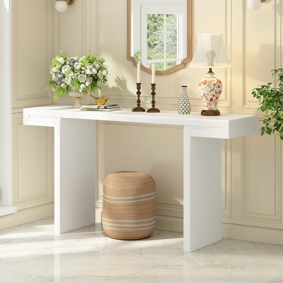 Large 60-Inch Console Table with Geometric Clean Lines Design,Stylish Entryway Table with Painted Finish and Adjustable Feet,Suitable for Living Room,Entryway,Hallway