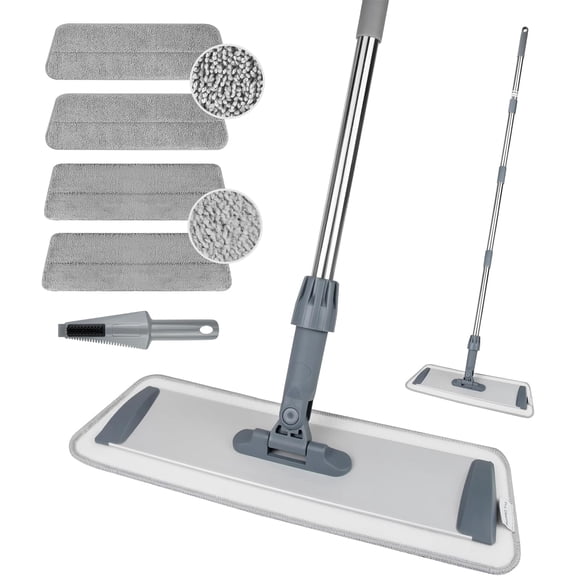 Large 60 Inch Microfiber Flat Mop for Floor Cleaning With 4 Washable Pads and 360 Rotatable Head for Hardwood Vinyl Tile
