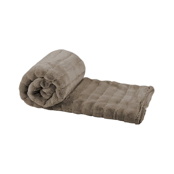 Cozy Ribbed Sherpa Fleece Plush Throw Blanket, 60" x 80"