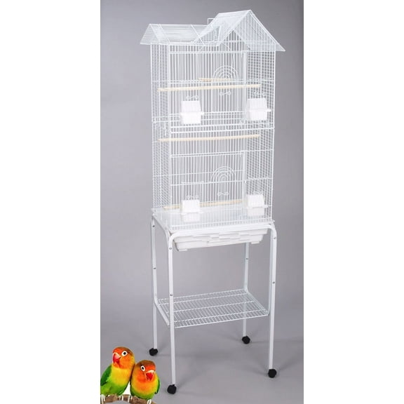 Large 64" Bird Flight House Parrot Home With Rolling Stand Breeding Travel Cage with Side Nesting Doors For Aviary Budgie Canary Parakeet Cockatiel Lovebird Finch